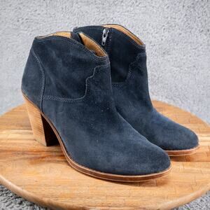 Lucky Brand LK Eller Navy Blue Suede Ankle Boots Western Boho Sz EU 39.5/US 9.5